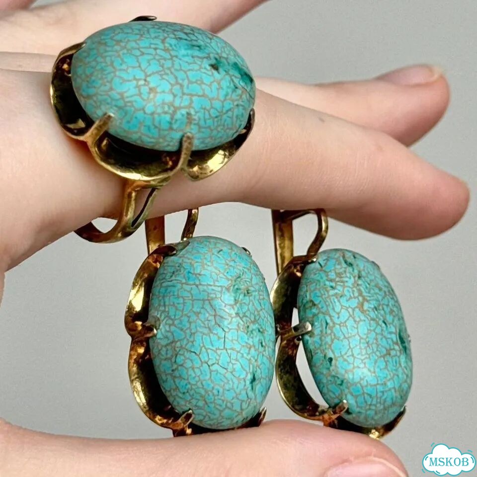 Серьги Серебро Бирюза фото 4