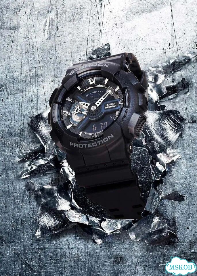 Японские наручные часы Casio G-shock GA-110-1B фото 1