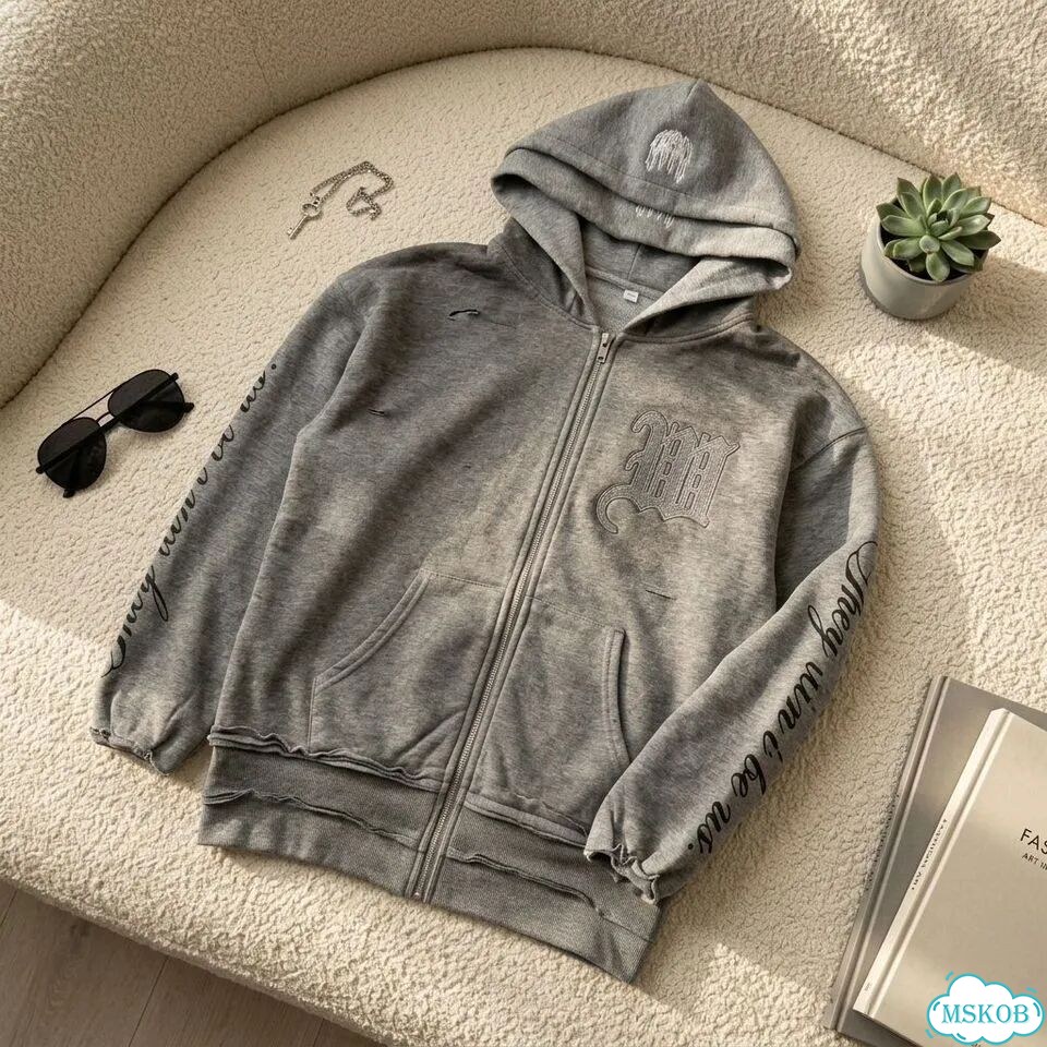 Зип-худи Y2K Balenciaga type, серая фото 2