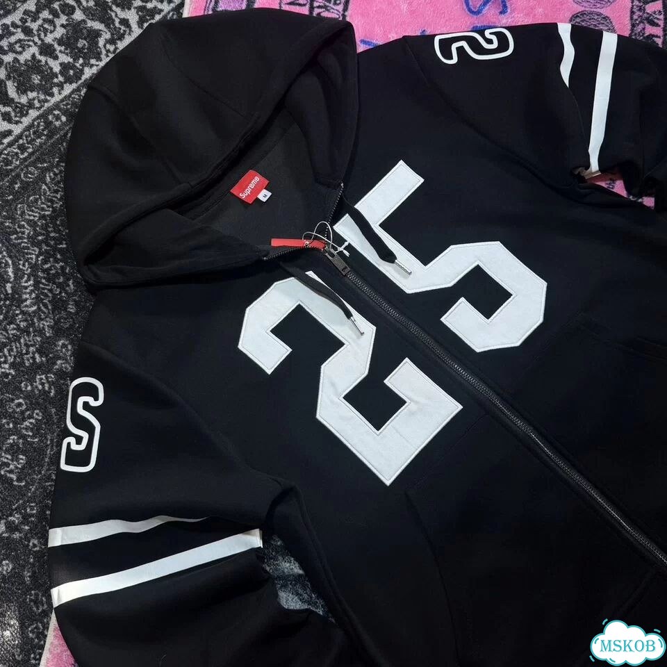 Зип худи Supreme черная фото 5