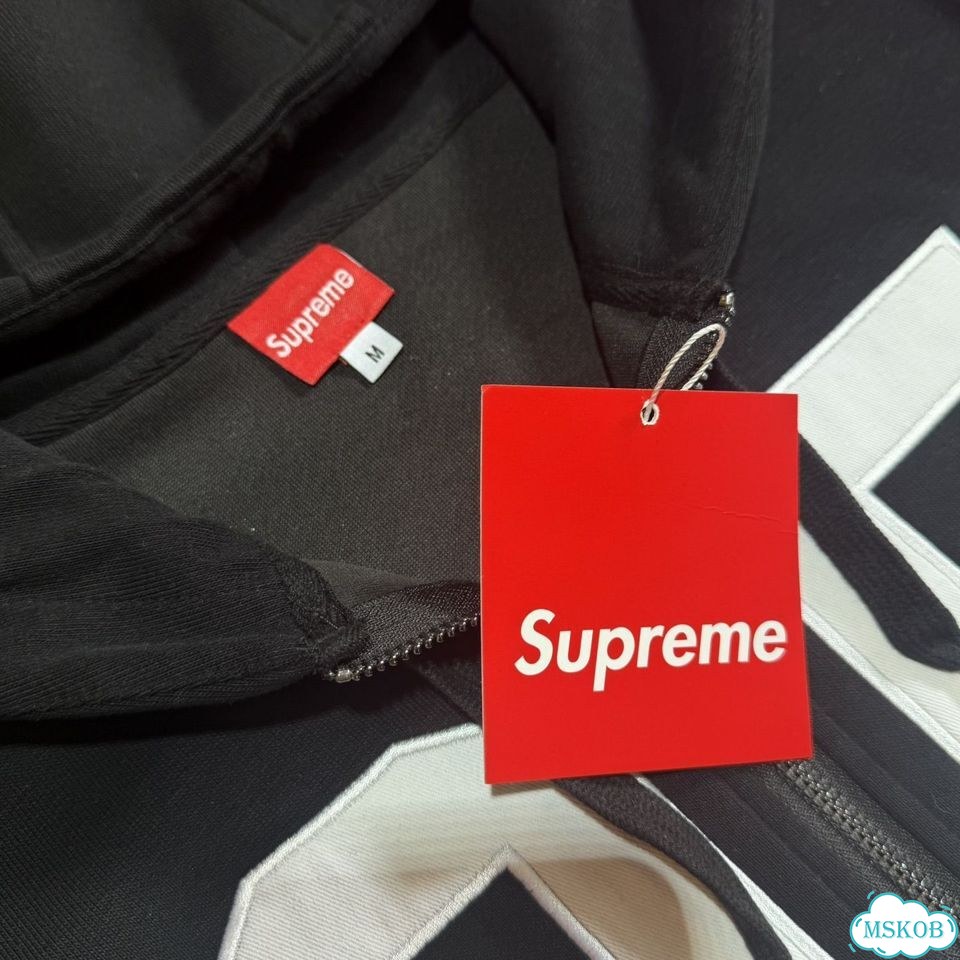 Зип худи Supreme черная фото 7