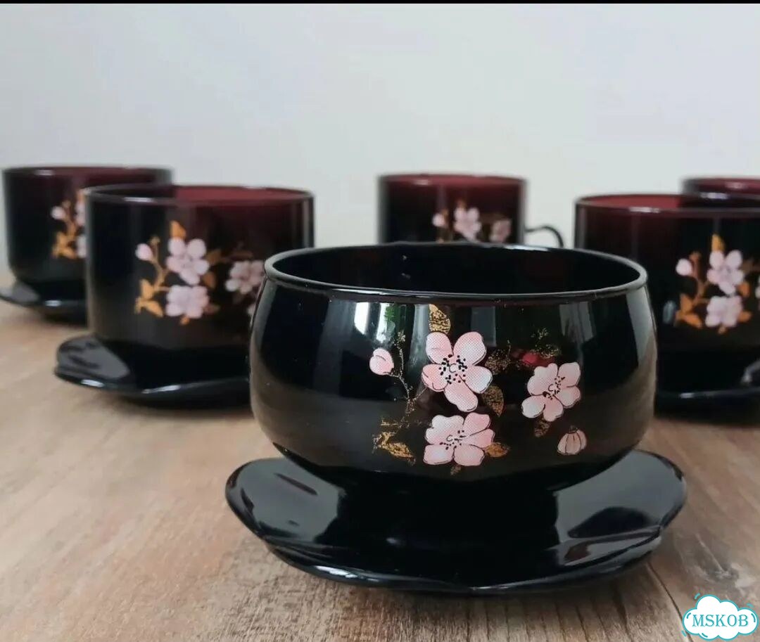 Чайный сервиз СССР тёмное стекло фото 3