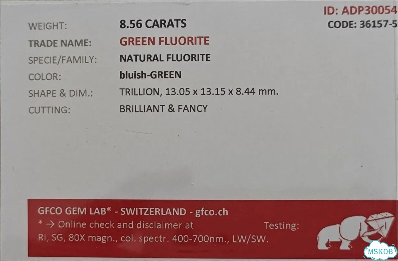 Натуральный зелёный флюорит 8.56 Ct фото 6