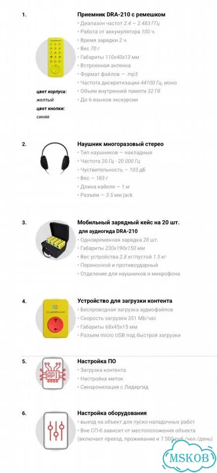 Комплект аудиогидов Crystal sound с зарядкой, 10шт фото 1