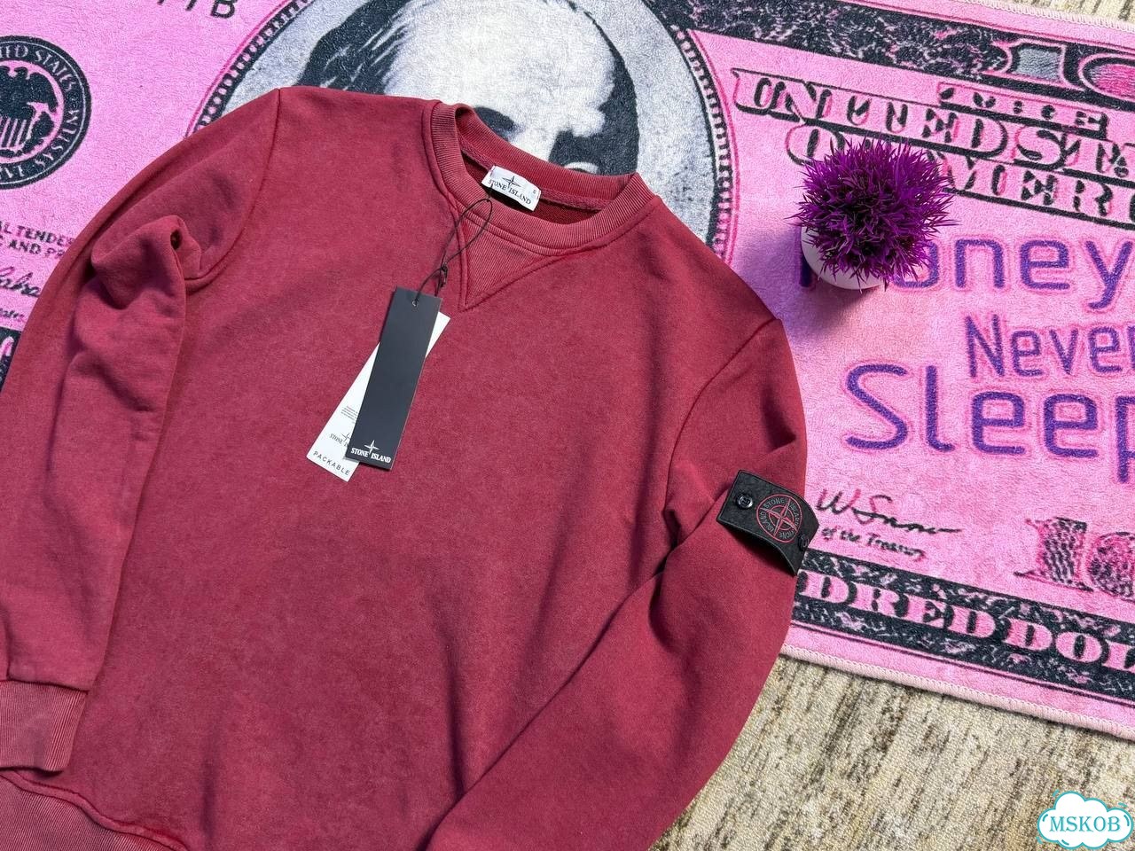 Stone Island Garment Dyed Sweatshirt Bordeaux фото 4