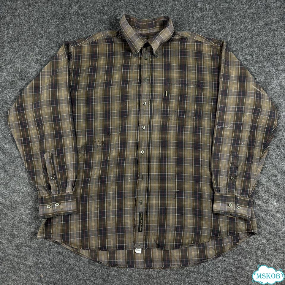Barour Tartan рубашка distressed оригинал vintage фото 1