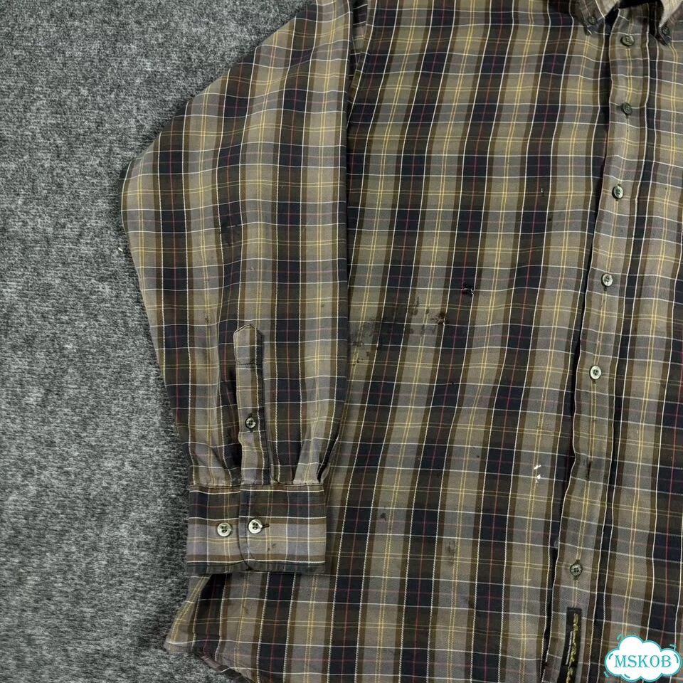 Barour Tartan рубашка distressed оригинал vintage фото 2
