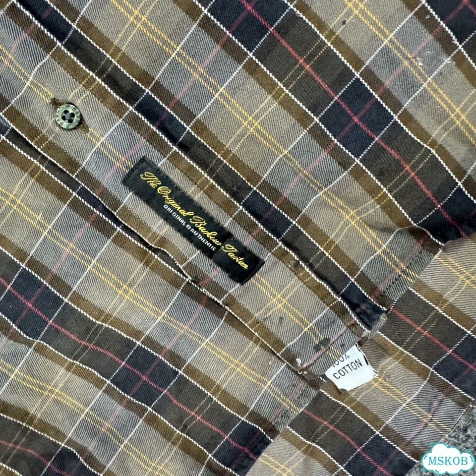 Barour Tartan рубашка distressed оригинал vintage фото 7