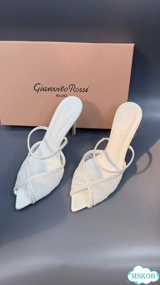 Мюли Gianvito Rossi сетка кожа белые фото 1