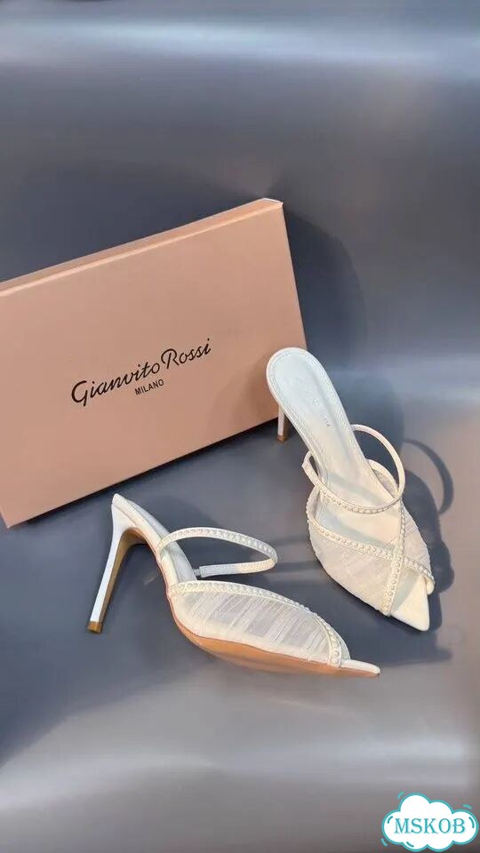 Мюли Gianvito Rossi сетка кожа белые фото 2