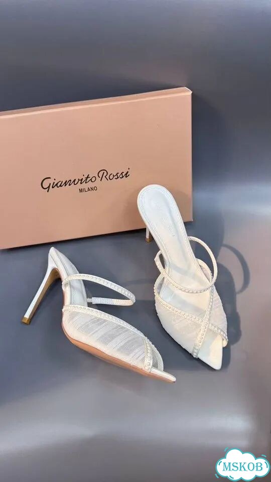Мюли Gianvito Rossi сетка кожа белые фото 3