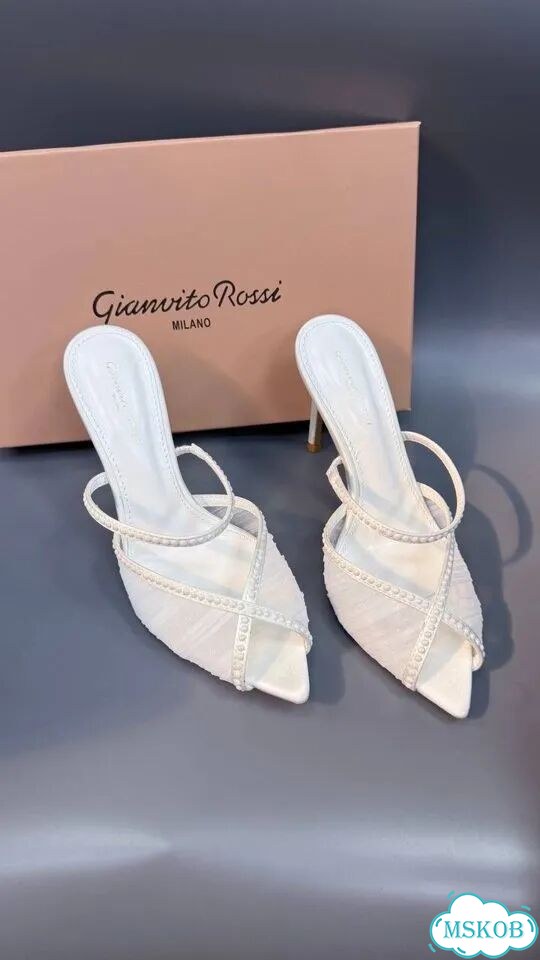 Мюли Gianvito Rossi сетка кожа белые фото 4