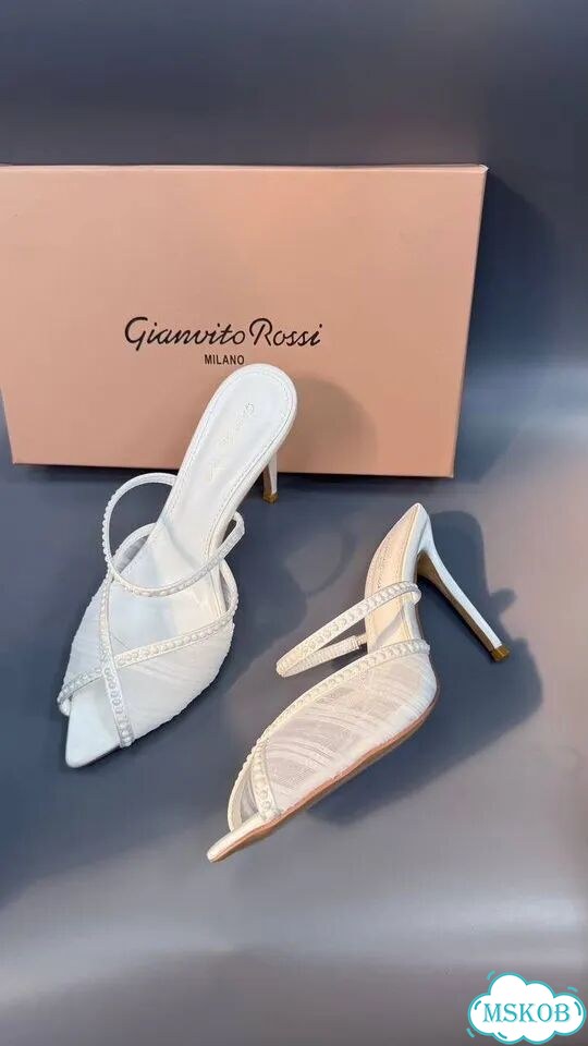 Мюли Gianvito Rossi сетка кожа белые фото 6