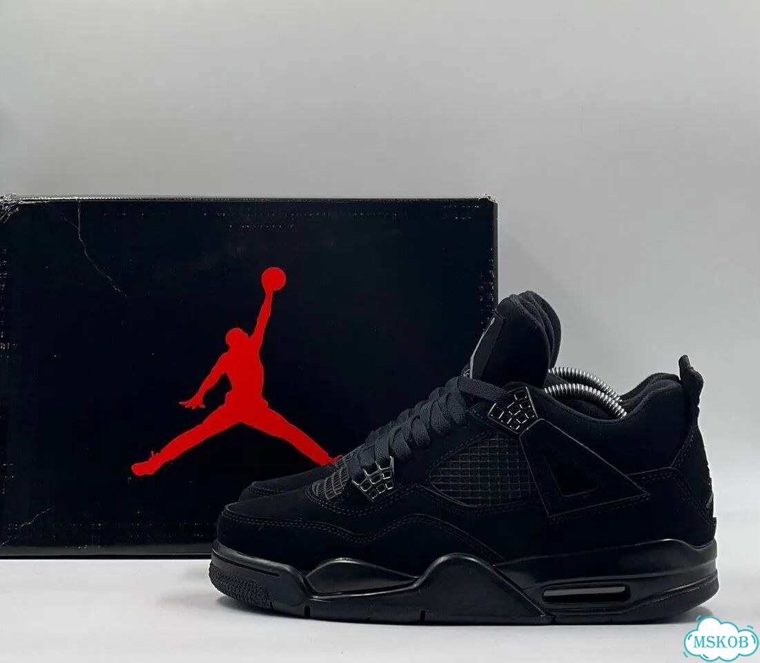 Кроссовки Nike Air Jordan 4 черные фото 3