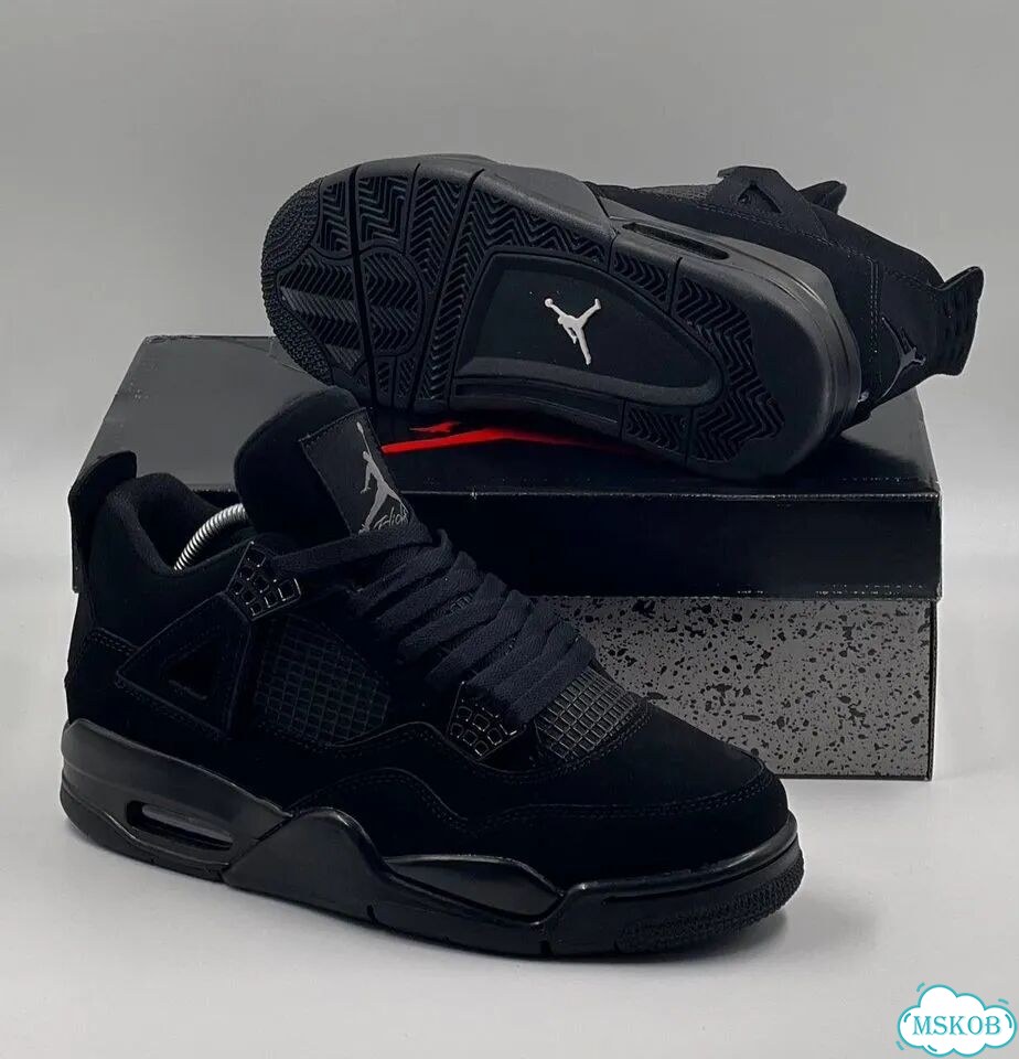 Кроссовки Nike Air Jordan 4 черные фото 4