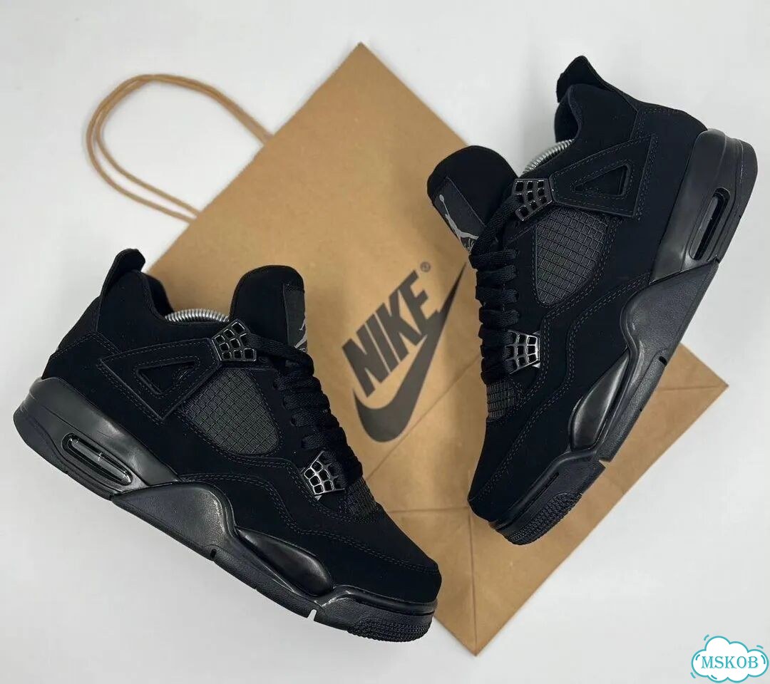 Кроссовки Nike Air Jordan 4 черные фото 6