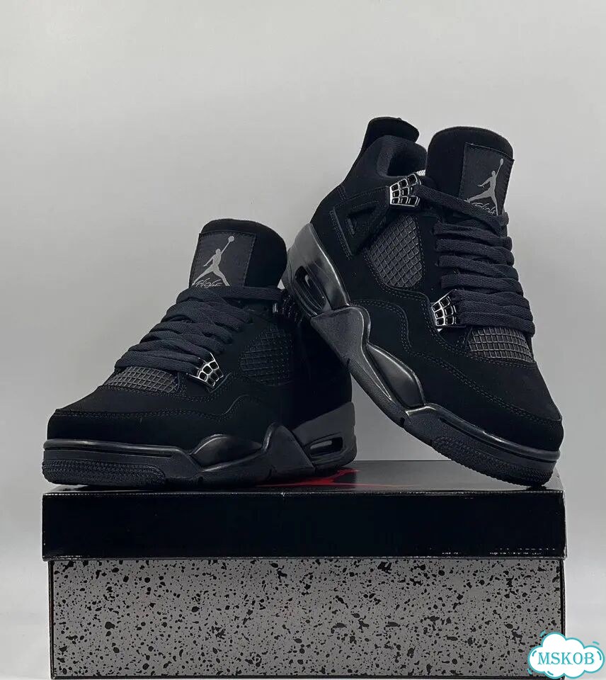 Кроссовки Nike Air Jordan 4 черные фото 8