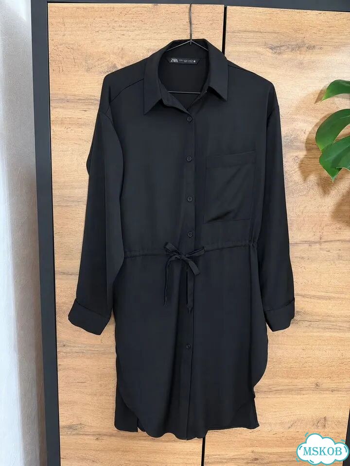 Рубашка Zara черная фото 4