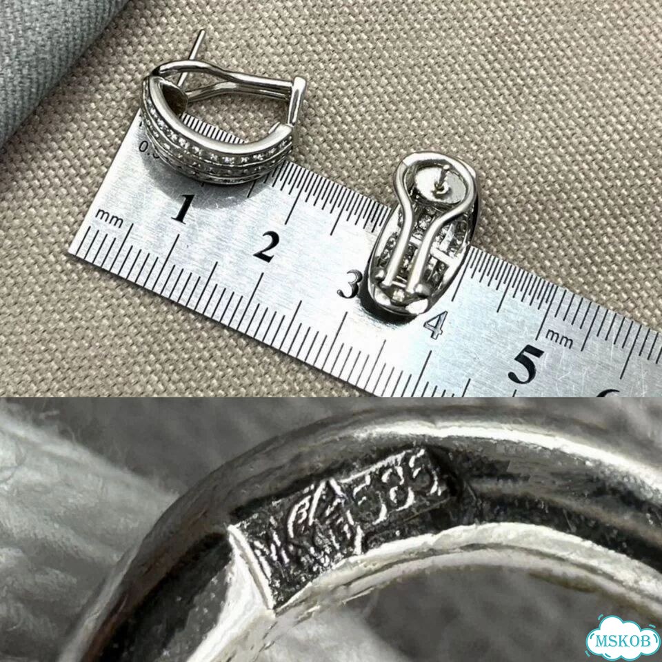 Золотые серьги дорожки с бриллиантами 1,4ct фото 10