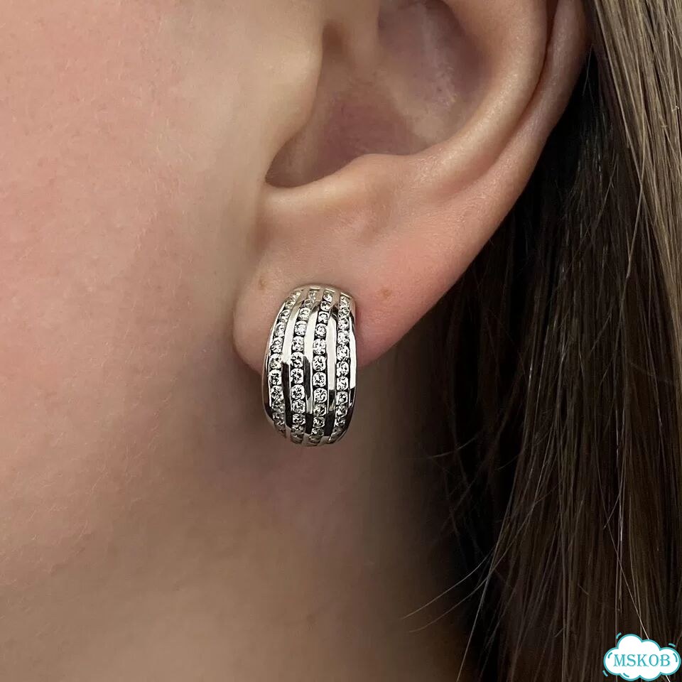 Золотые серьги дорожки с бриллиантами 1,4ct фото 2