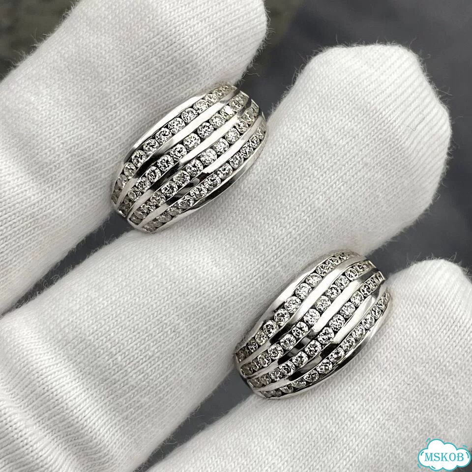 Золотые серьги дорожки с бриллиантами 1,4ct фото 3