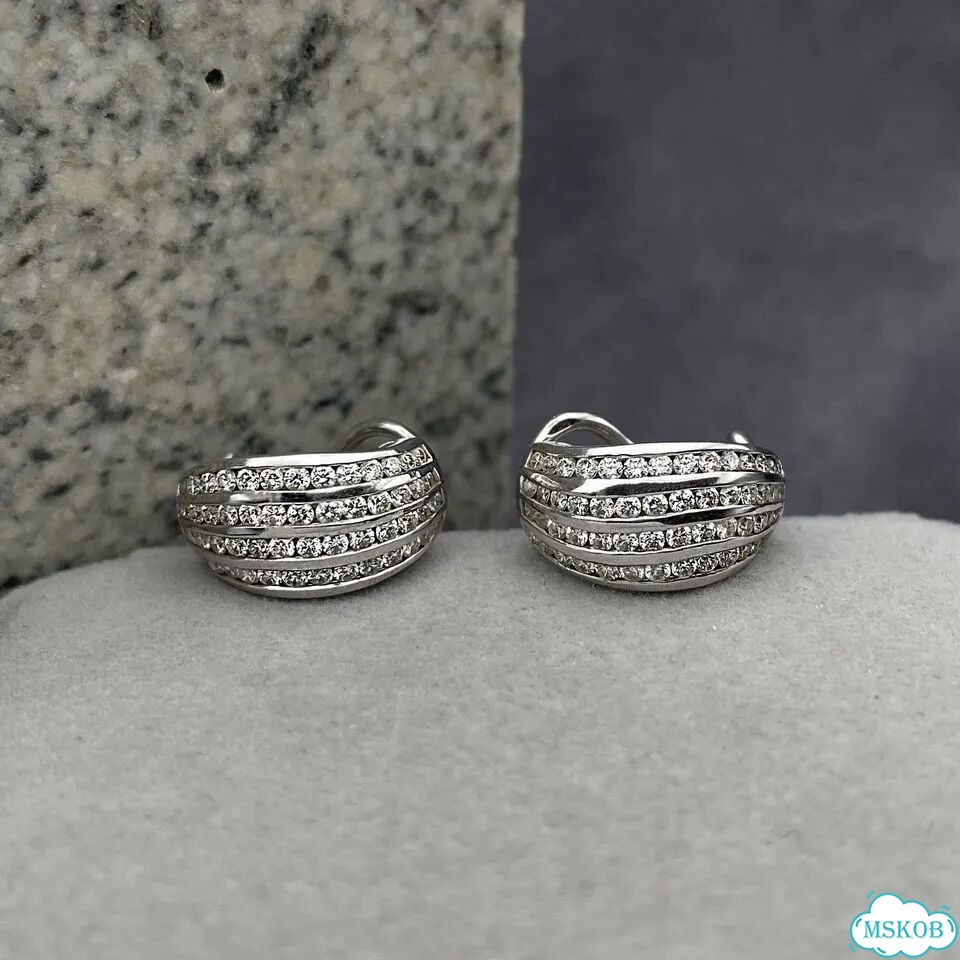 Золотые серьги дорожки с бриллиантами 1,4ct фото 5