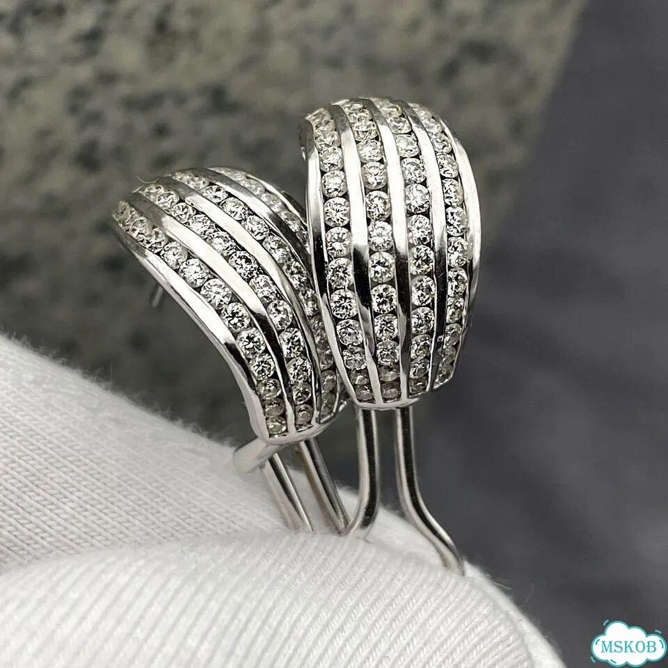 Золотые серьги дорожки с бриллиантами 1,4ct фото 6
