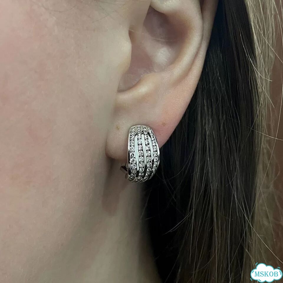 Золотые серьги дорожки с бриллиантами 1,4ct фото 7