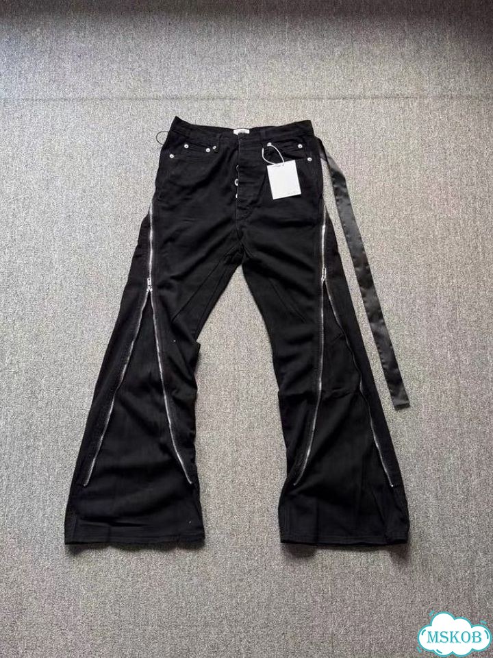 Джинсы Rick Owens type с молниями широкие фото 1