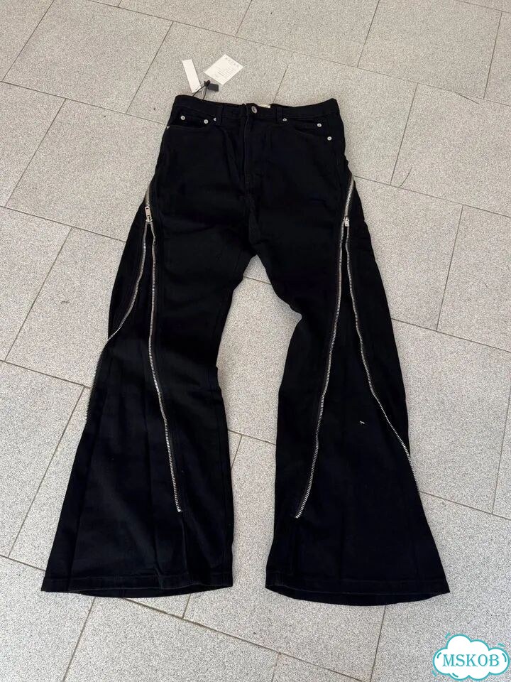 Джинсы Rick Owens type с молниями широкие фото 2