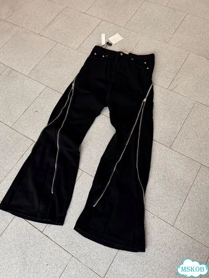 Джинсы Rick Owens type с молниями широкие фото 6