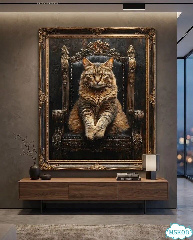 Современная картина маслом кошка «Трон» фото 10