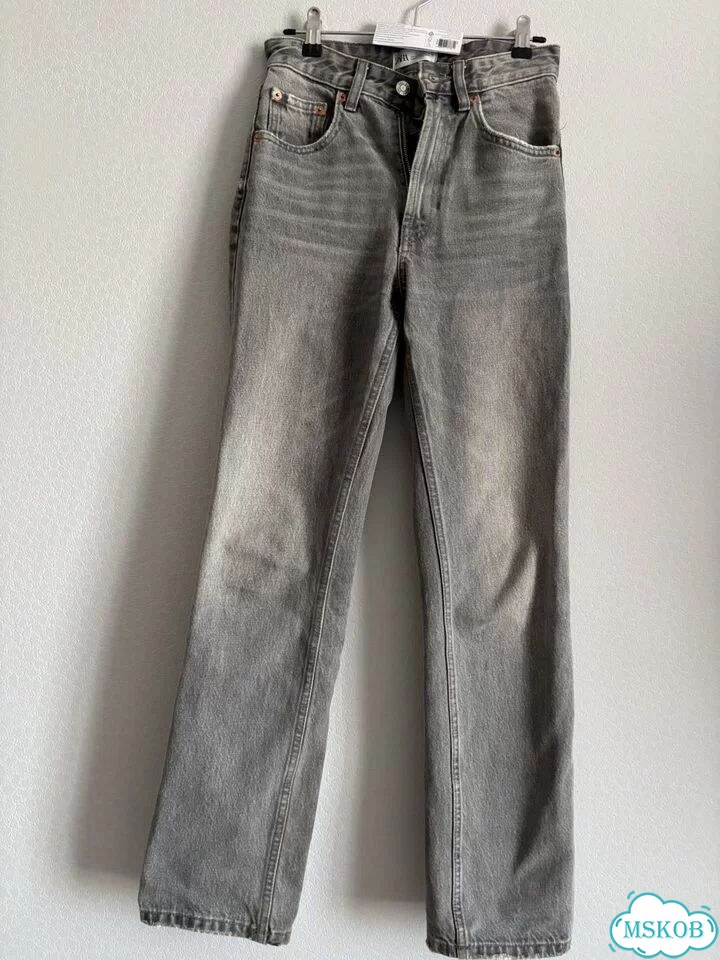 Джинсы zara 32 прямые серые фото 1
