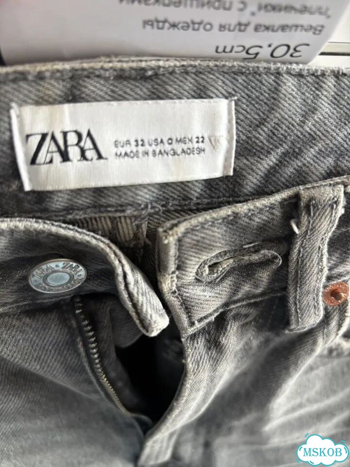 Джинсы zara 32 прямые серые фото 3