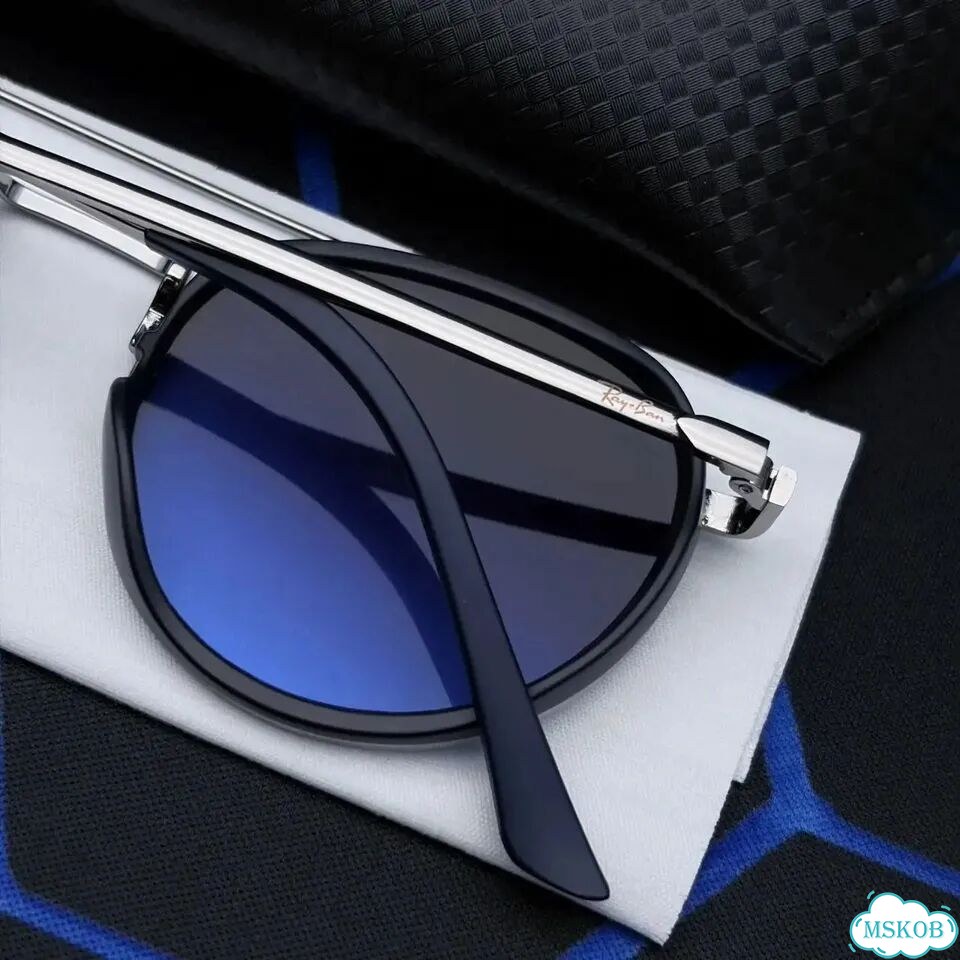 Очки Ray-Ban серебро синие зеркальные круглые фото 6