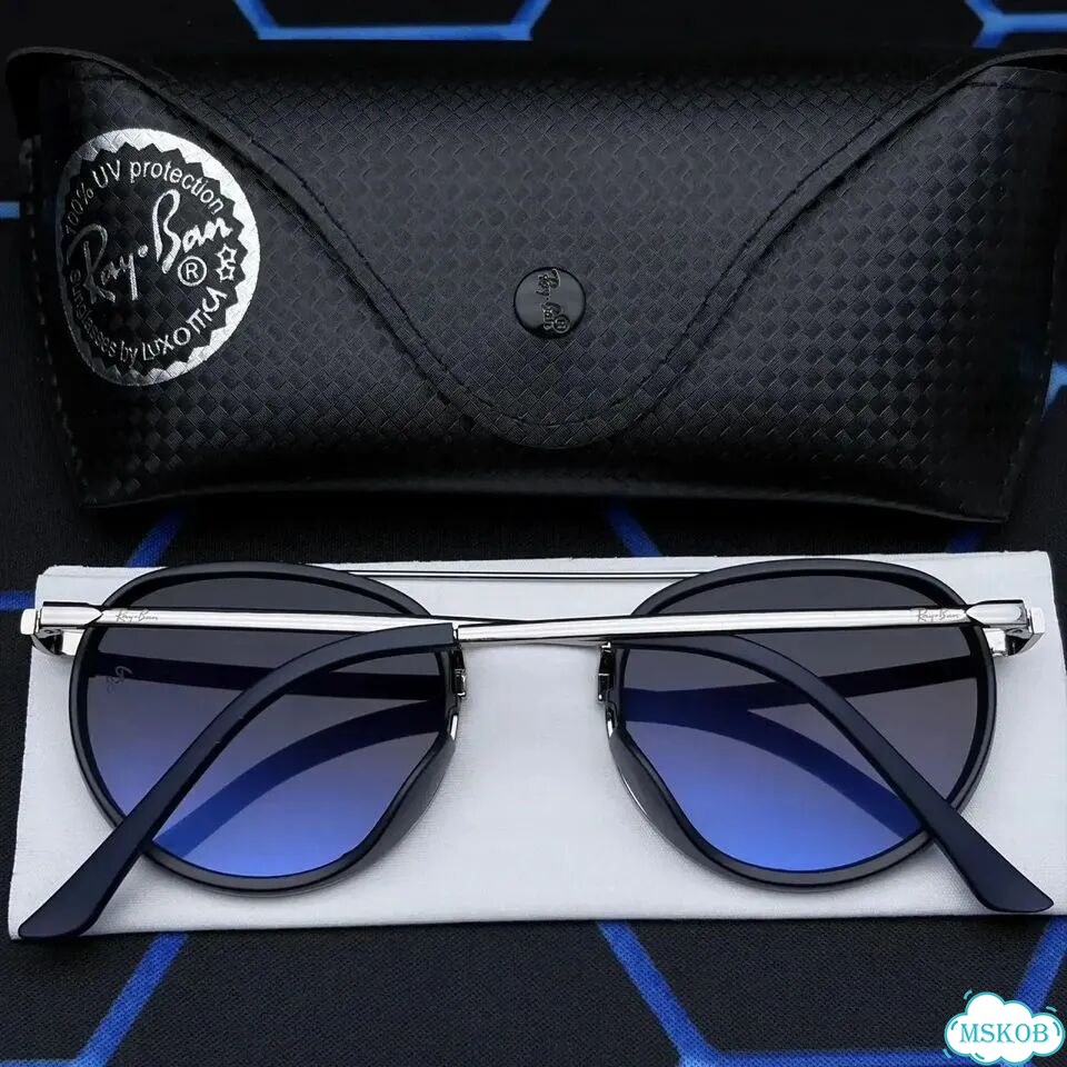 Очки Ray-Ban серебро синие зеркальные круглые фото 8