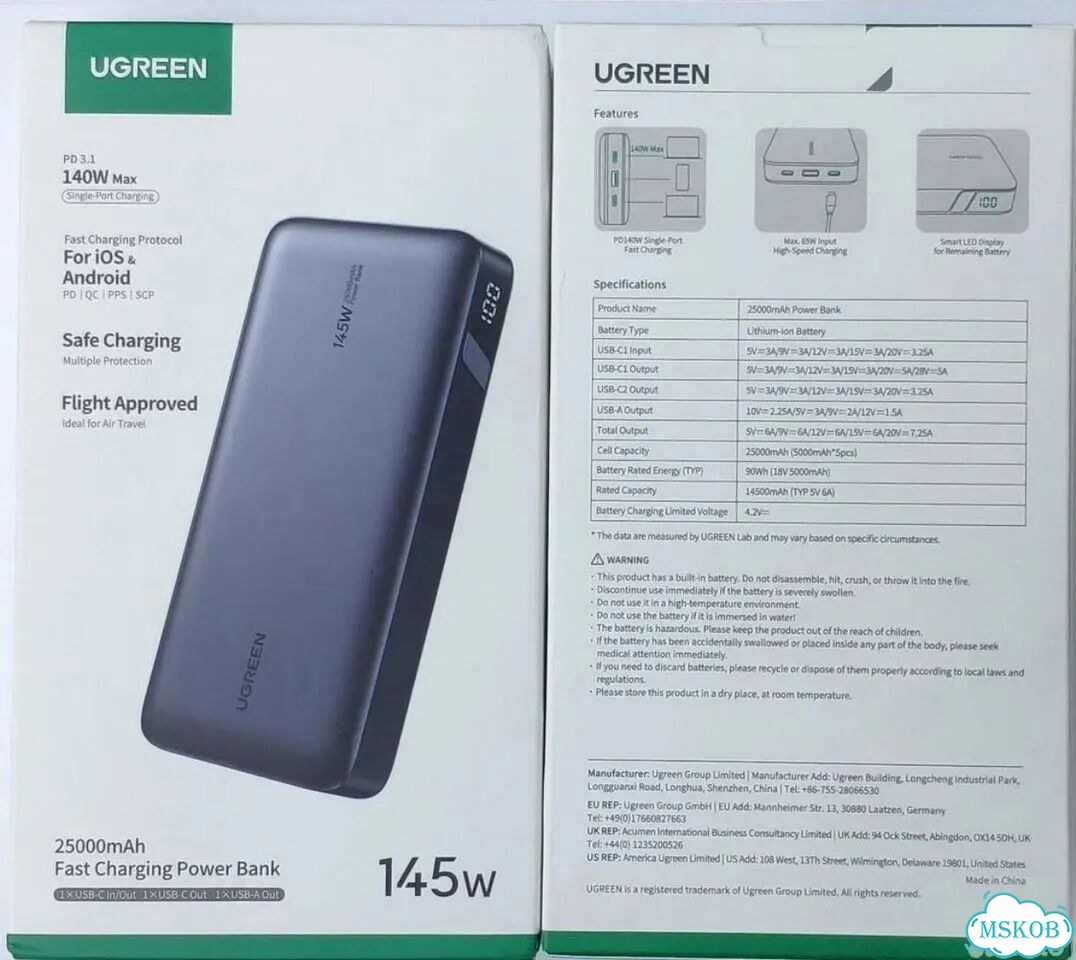 Повербанк Ugreen 25000 mAh Powerbank 145W PD 3.1 фото 5