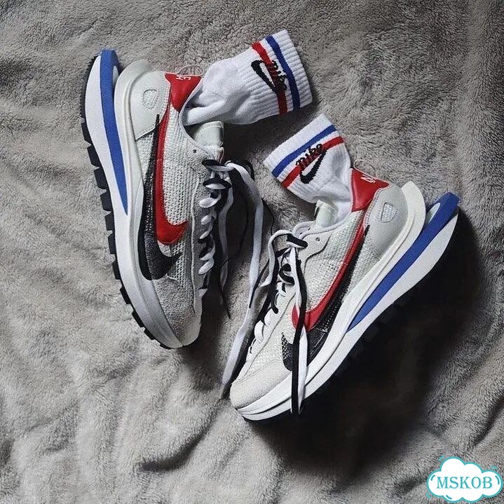 Sacai x nike VaporWaffle White / blue / red фото 1