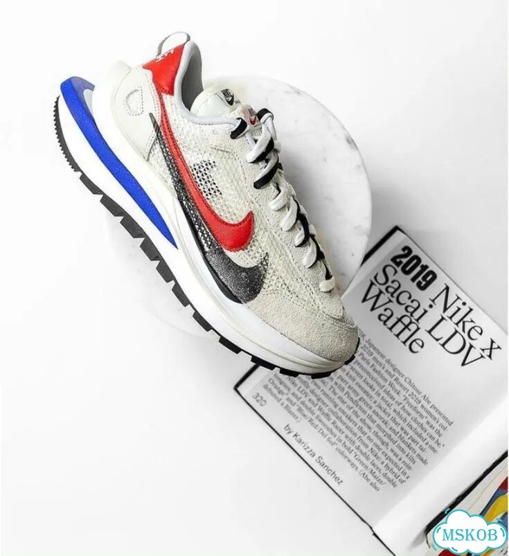 Sacai x nike VaporWaffle White / blue / red фото 2