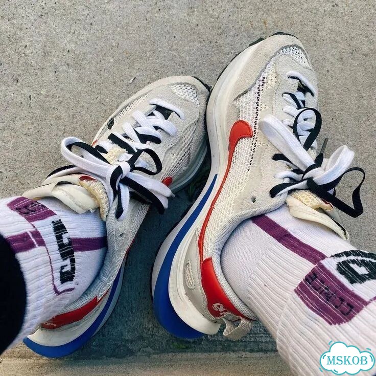Sacai x nike VaporWaffle White / blue / red фото 4