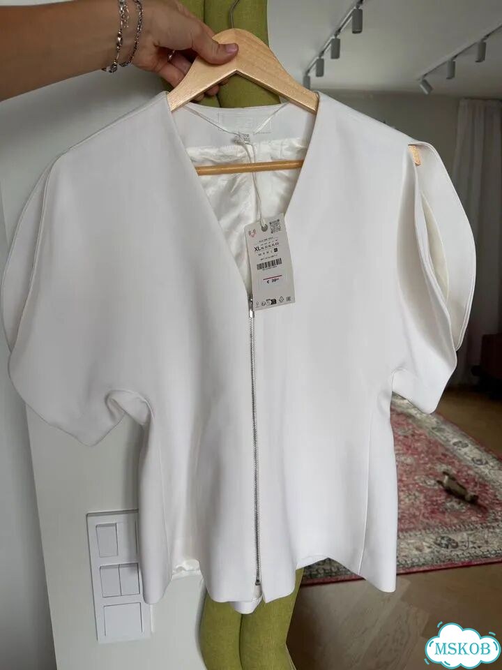 Блузка Zara белая xl фото 5