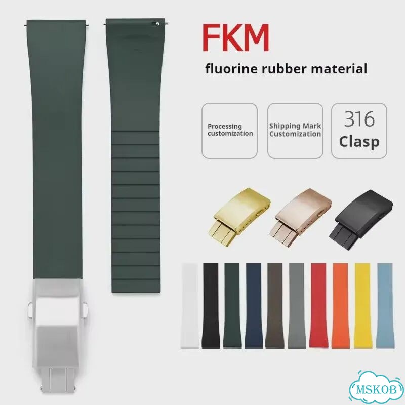 Ремешок для часов FKM темно-синий 20 мм Rose Gold фото 2