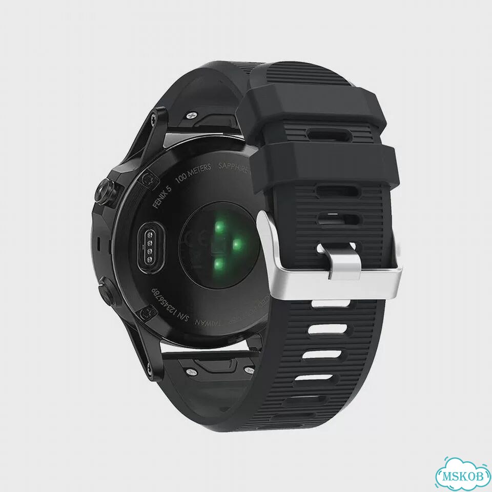 Силиконовый ремешок для часов Garmin Fistar 26 22 20 мм Черный, черный, 26mm for feni 5X 6X фото 1