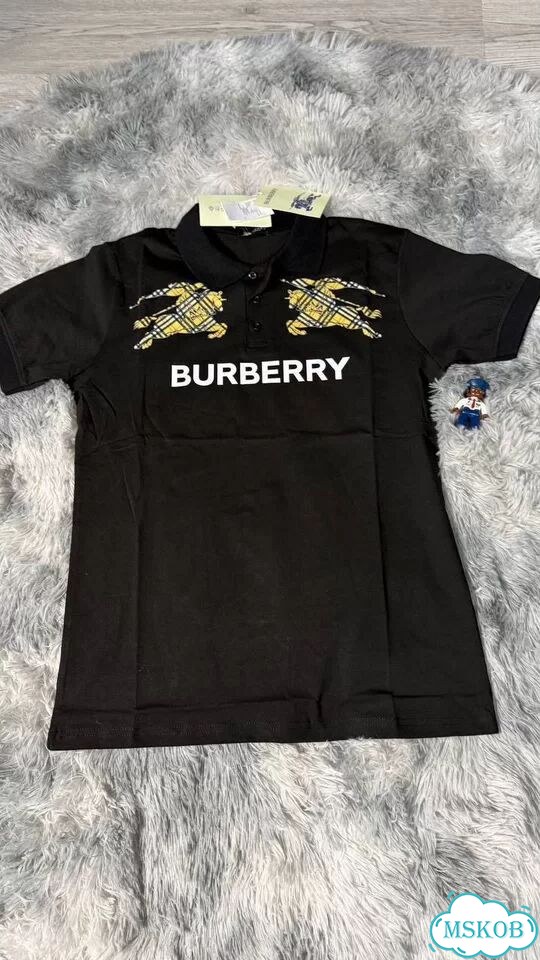Футболка Burberry с воротником черная фото 1