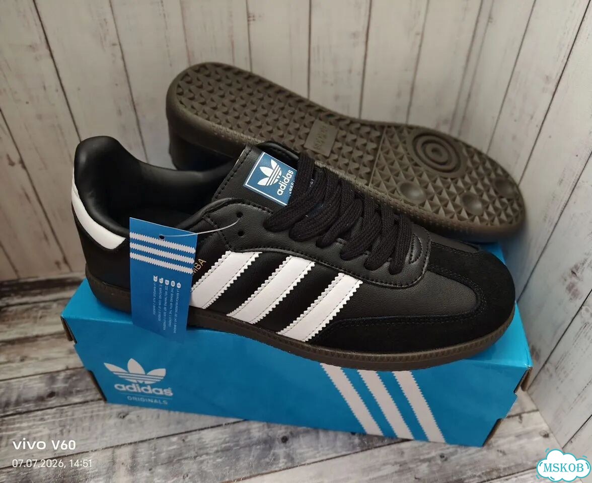Кроссовки новые Adidas Samba OG black lux black фото 2