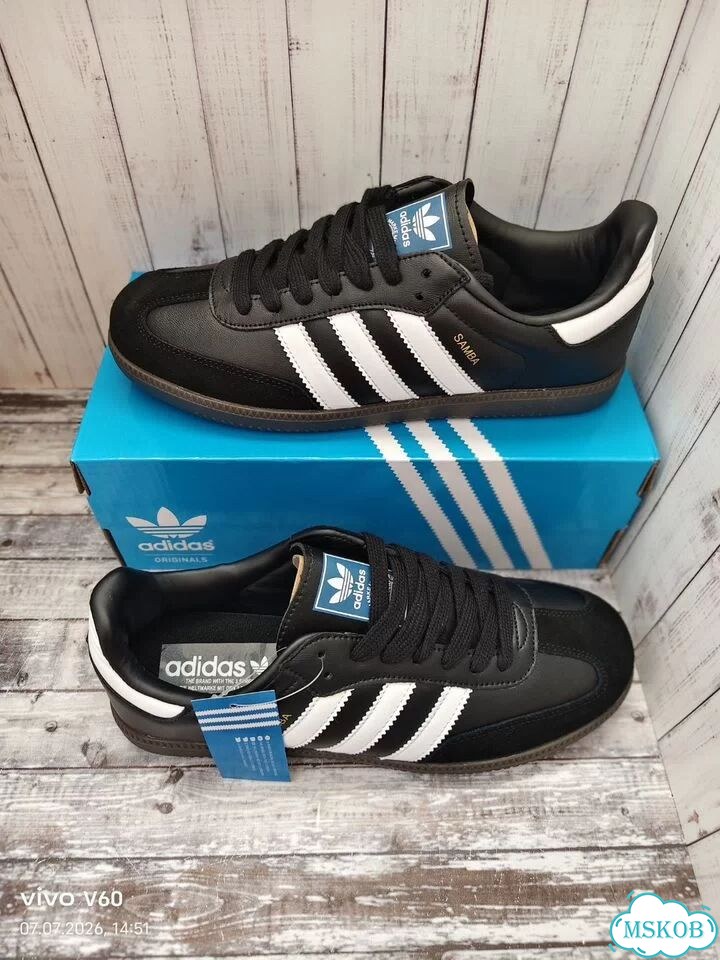 Кроссовки новые Adidas Samba OG black lux black фото 3