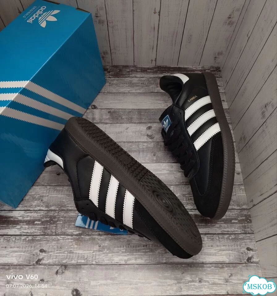 Кроссовки новые Adidas Samba OG black lux black фото 6