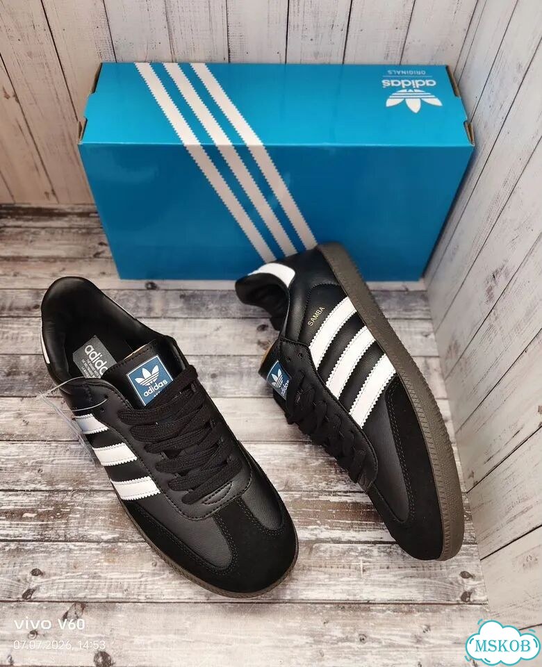 Кроссовки новые Adidas Samba OG black lux black фото 9