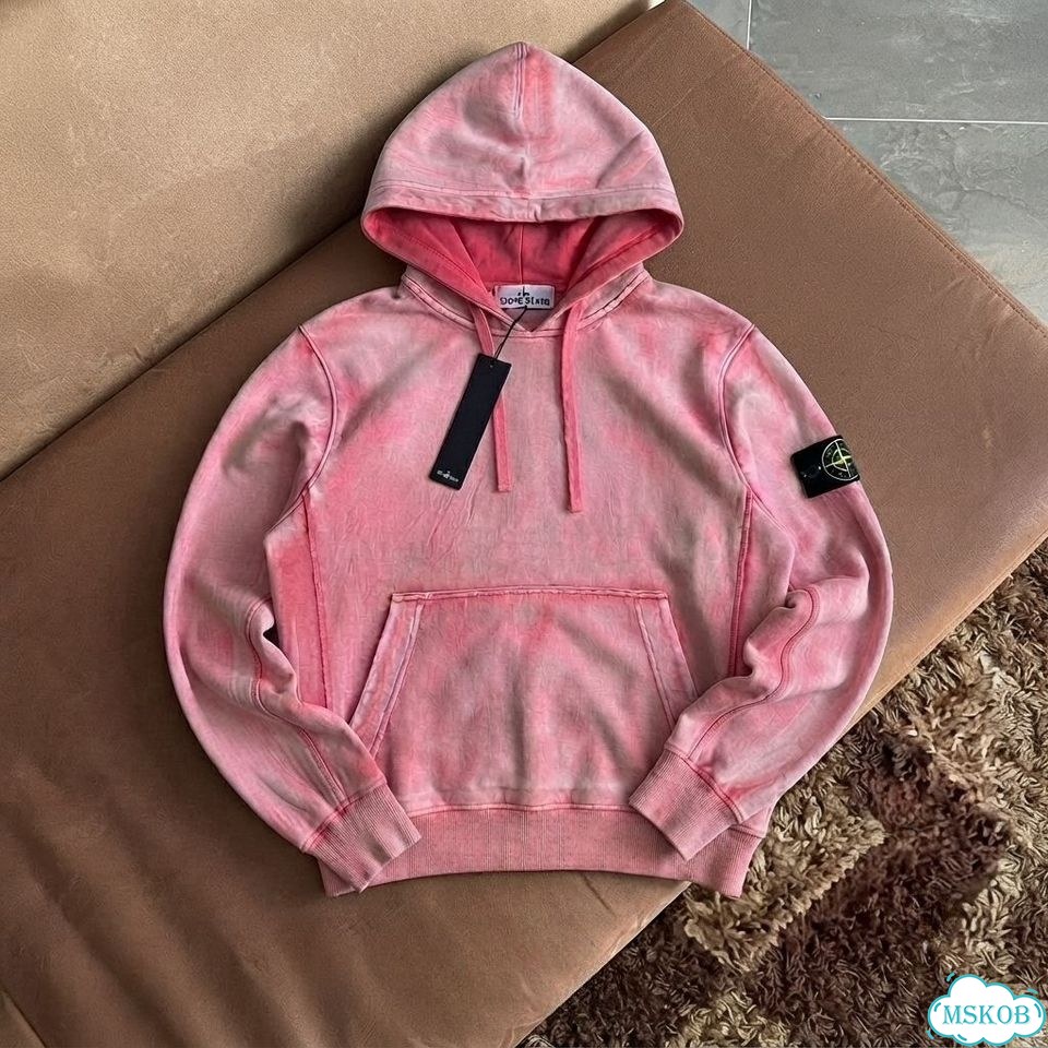 Худи Stone island hand corrosion розовый фото 1