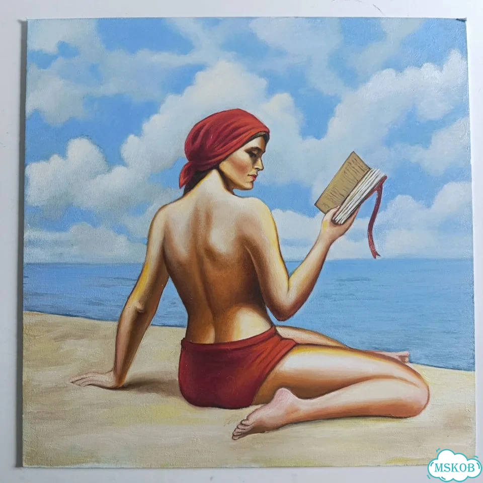 Пловчиха картина маслом 50*50 фото 1